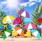 6 Pcs Summer Wooden Decor Colorful Umbrella Table Centerpieces Tiered Tray Decor Set Wooden Sun Shade Parasol Block Signs